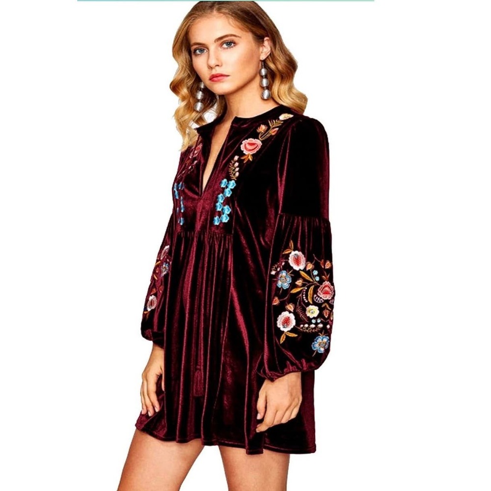 Roiii Women ALine Knitting Loose Length Sleeve Casual Dresses VNeck Xl run small